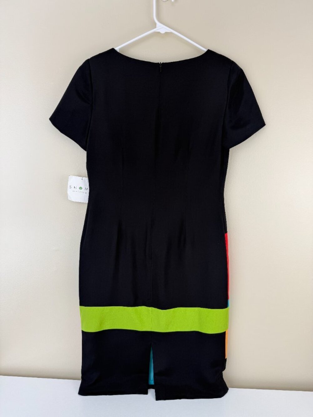 NWT Shomi by Millie Shor 100% Silk Colorblock Shift Dress Size 6 - Picture 3 of 8
